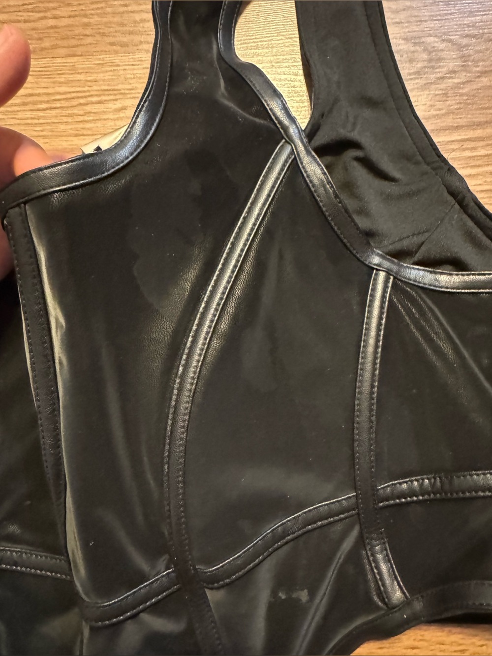 Disturbia Ashen Faux Leather Zip Corset Top READ DESCRIPTION - Picture 6 of 7